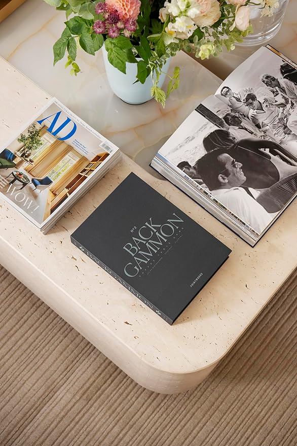 Printworks Classic Backgammon – Grey & Blue Acrylic Design Foldable Book-Style Set for Adults Elegant Tabletop Game