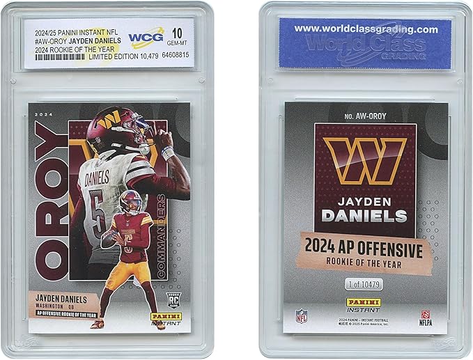 2024 Panini Jayden Daniels NFL Rookie of The Year RC Card #AW-OROY - Graded GEM Mint 10