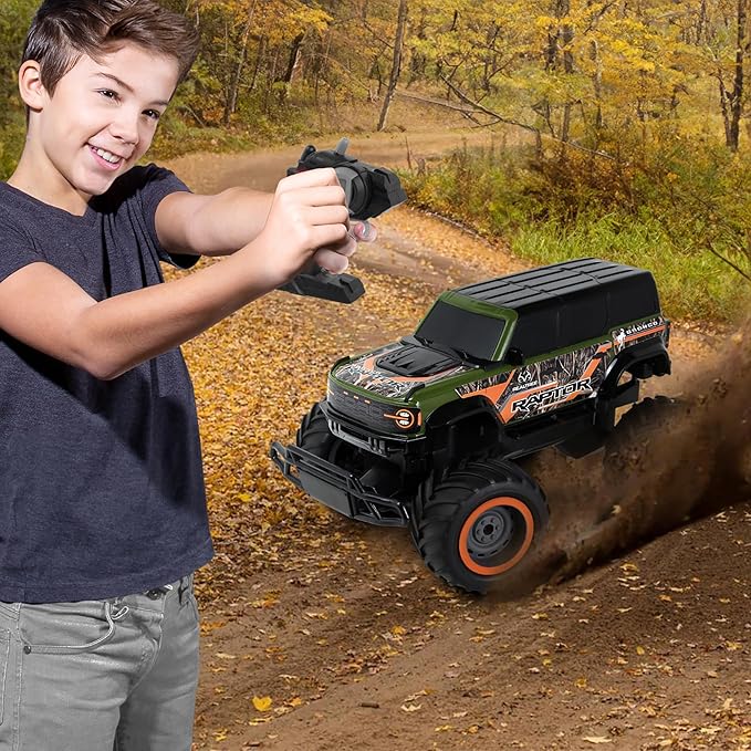 NKOK Realtree: RTR RC - Ford Bronco Raptor - Green-Orange-Camo - 2.4 Ghz High Performance for Donuts & Wheelies Turbo Boost Radio Controlled Vehicle