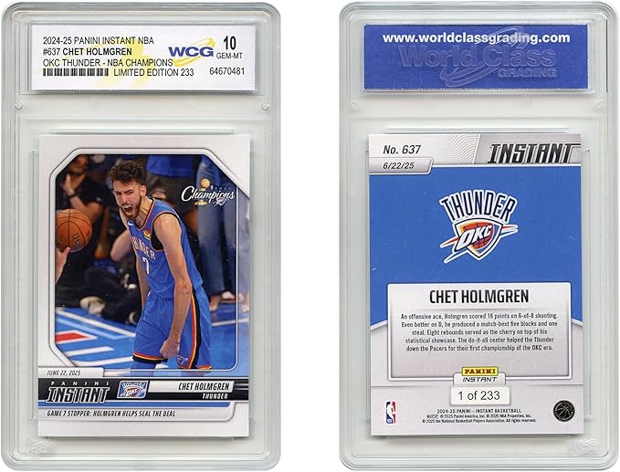 2024-25 Panini CHET HOLMGREN OKC Thunder NBA Champions Card #637 - Graded GEM Mint 10