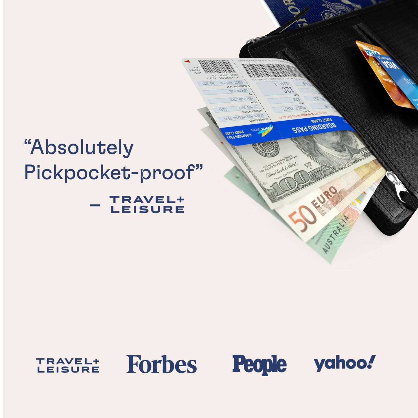 Shacke Hidden Travel Belt Wallet w/RFID Blocker (Black with Black Strap)