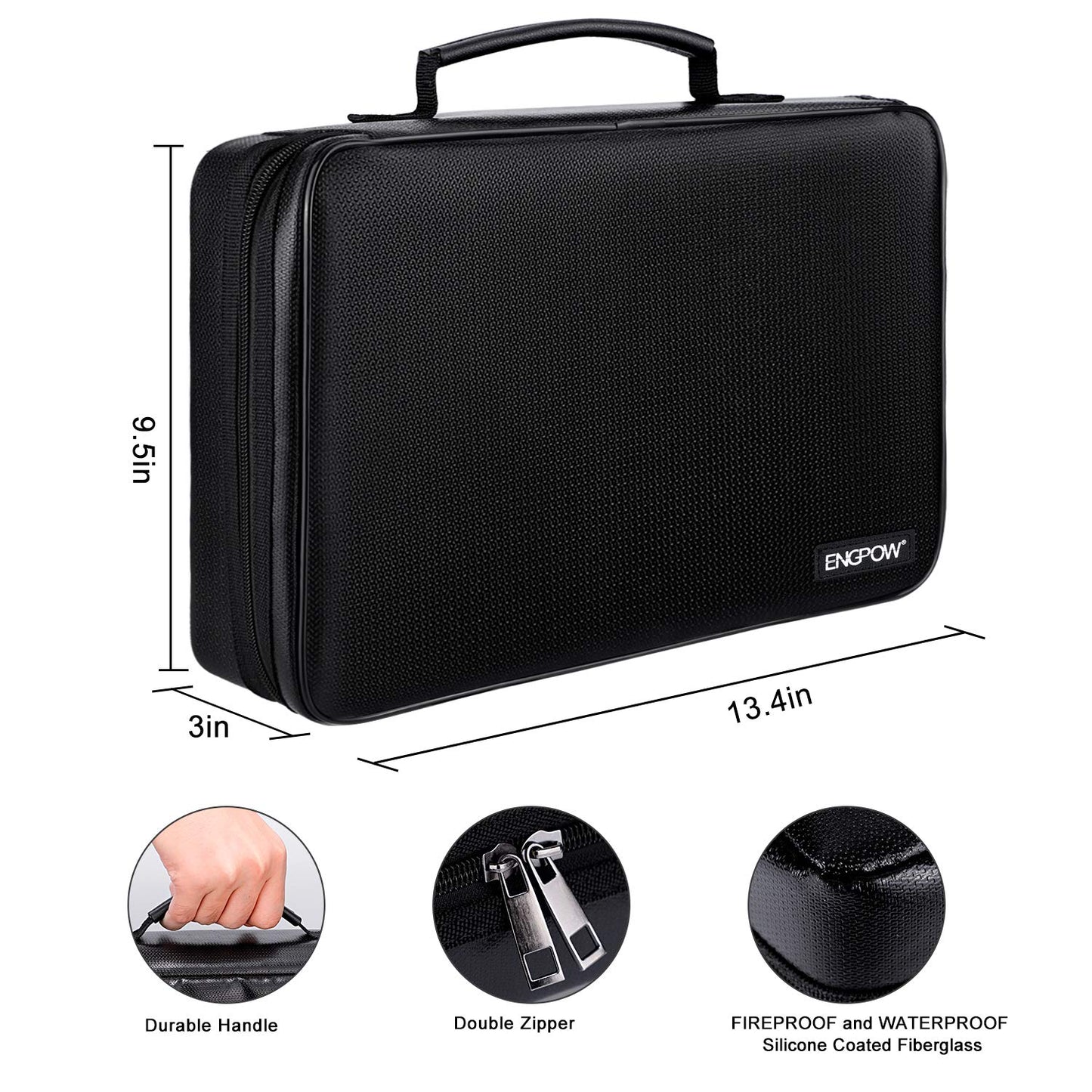 ENGPOW Battery Organizer, Fireproof Battery Organizer Storage Case with Tester (BT168),Water-Resistant Explosionproof Battery Holder Box with Cover and Zipper, Holds 220+ AA AAA C D 9V Batteries