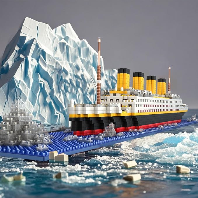Titanic Ship Model Building Blocks Set – 1860pcs Micro Mini Blocks for Ages 14+ Advanced DIY Display Model for Adults & Teens