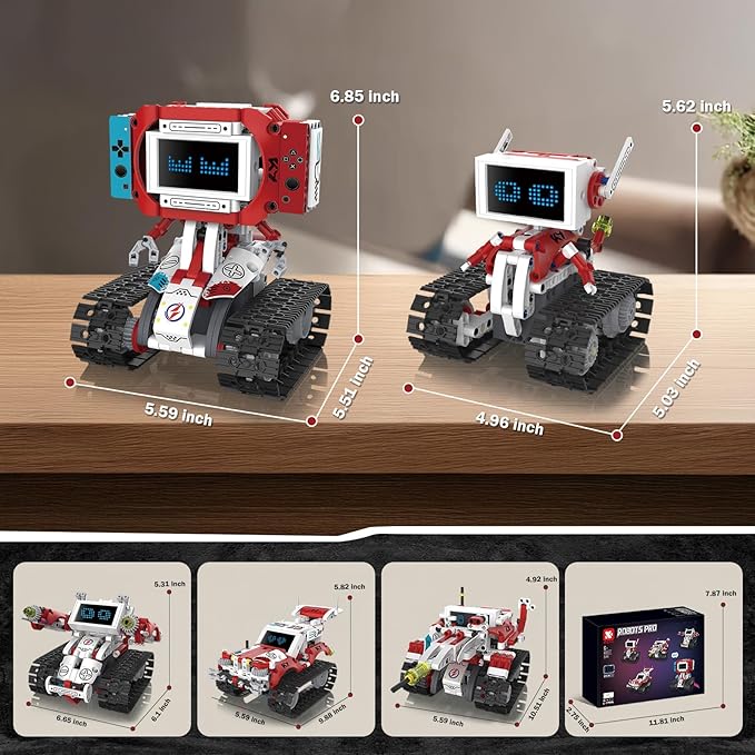 5-in-1 STEM Robot Building Kit with Remote Control & APP Science Robot Educational Toys for Kids Age 8-16 Birthday Gifts for Boys Girls with 358 Piece