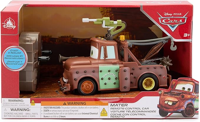 Disney Store Official Tow Mater Remote Control Car - Tow Mater Toy RC Car with Crash & Rebuild Features - 2.4GHz Radio Control - Futuristic Post-Apocalyptic Design -Includes Wireless Remote Contro