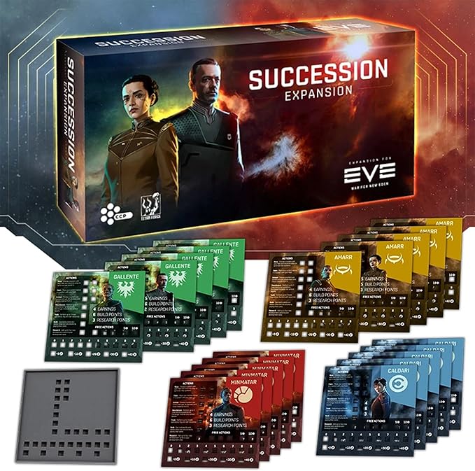 Rebel Studio EVE: War for New Eden Board Game Succession Expansion - Next Generation Leaders & Exclusive Faction Development Cards Ages 14+ 2-4 Players 90-180 Min Playtime