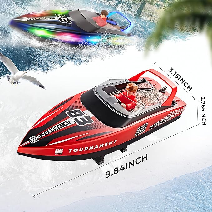 BEZGAR Remote Control Boat 2 Packs 10 inch Fast Speed RC Boat 15 KPH for Pools & Salt Water Summer Toys for Adults and Ideal Gifts for Kids Boys Age 6 7 8-12 Years Old - HJ821