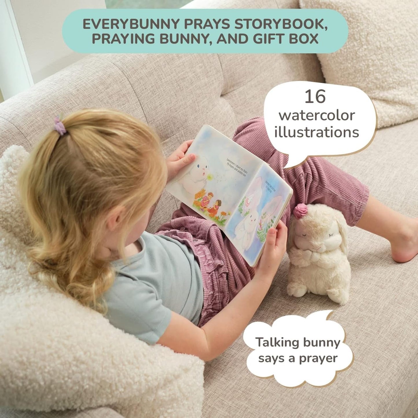 Tickle & Main Bunny Stuffed Animal & Musical Toy - Christening Gifts & Baby Dedication Gift for Girls - Gifts for Baptism - Goddaughter Gift (Pink, 7 in)