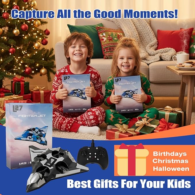 Foam Remote Control Airplanes for Kids & Adults | Easy Control Great for Beginner and Teenagers with Stable Hovering 360° Flips Circle Fly LED Light 2.4Ghz Christmas & Birthday Gifts