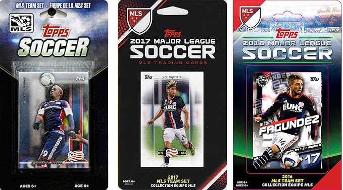 C&I Collectables MLS New England Revolution Men's 4 Different Licensed Trading Card Team Sets White