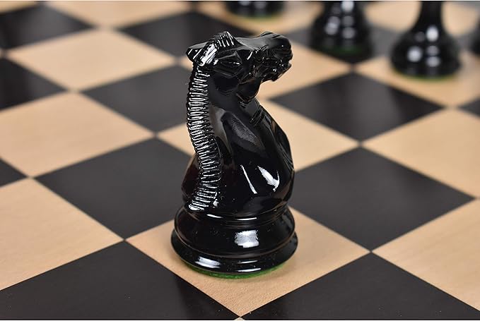 RoyalChessMall-4.1 Pro Staunton Weighted Red & Black Painted Wooden Chess Pieces Only Set