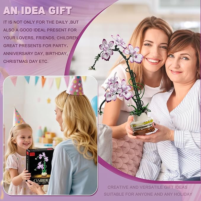 Flowers Toys Building Blocks Set with Vase Artificial Plants Building Blocks Collection Home&Office Decor Gift for Adults Teen Girls