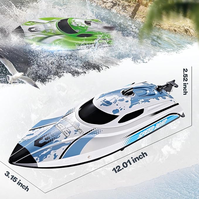 BEZGAR RC Boat 12 inch Remote Control Boat for Kids and Adults 25 KPH Fast RC Speed Boats with 700mAh Battery Ideal Waterproof Toy Boats for Lakes & Pools - TX126 White