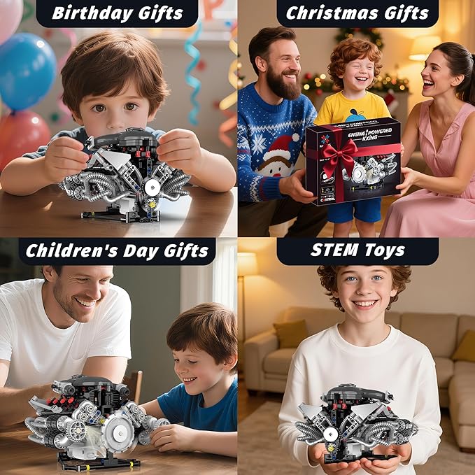 V8 Engine Model Kit that Works Visible Building Blocks Sets with APP Control Motor & LED Light Model Car Kits for Adults & Boys Kids 14+ Year Old (689 PCS)