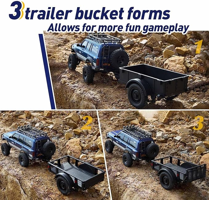 FMS FCX18 RC Cars Accessory for 1:18/1:12 Crawler Trucks - Land Cruiser 80 & 1:12 RC Cars: Utility Trailer Type A Black