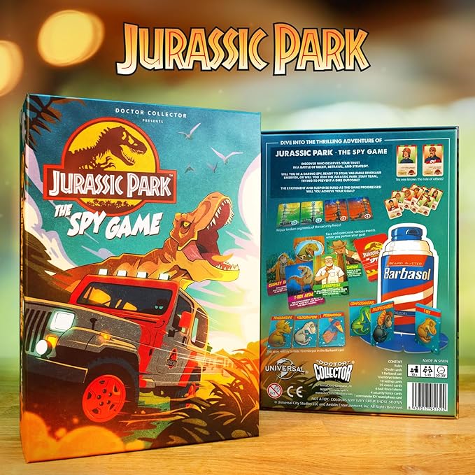 Doctor Collector: Jurassic Park: The Spy Game - Strategy & Deception Family & Group Game Ages 10+ 5-10 Players 20-30 Min Black