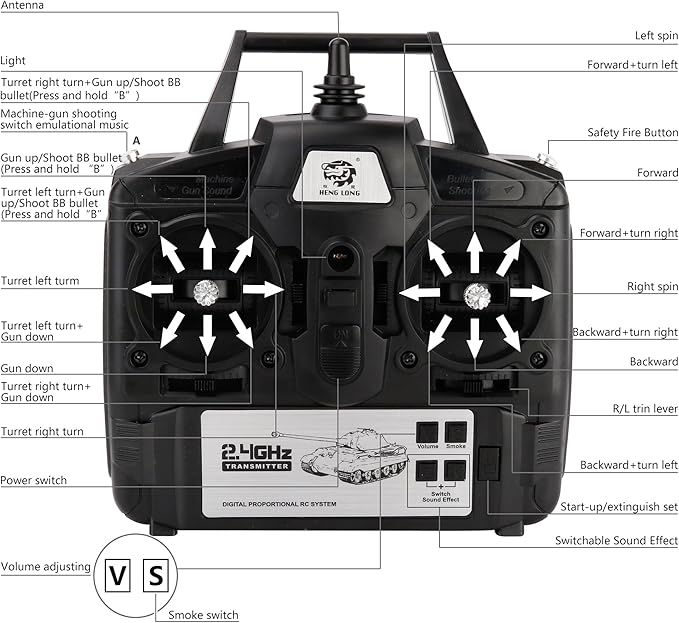 Modified TK7.0 Edition 1/16 2.4ghz Remote Control US M4A3 Sherman Tank Model(360-Degree Rotating Turret)(Steel Gear Gearbox)(3800mah Battery)(Metal Tracks &Sprocket Wheel & Idle Wheel)