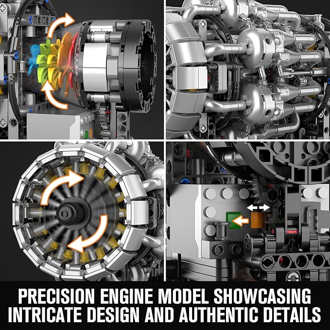 Mould King 10216 Aircraft Engine Building Kit for Adults Mini Transmission Engine Model Toy for Display DIY STEM Project for Teens(1214 PCS)