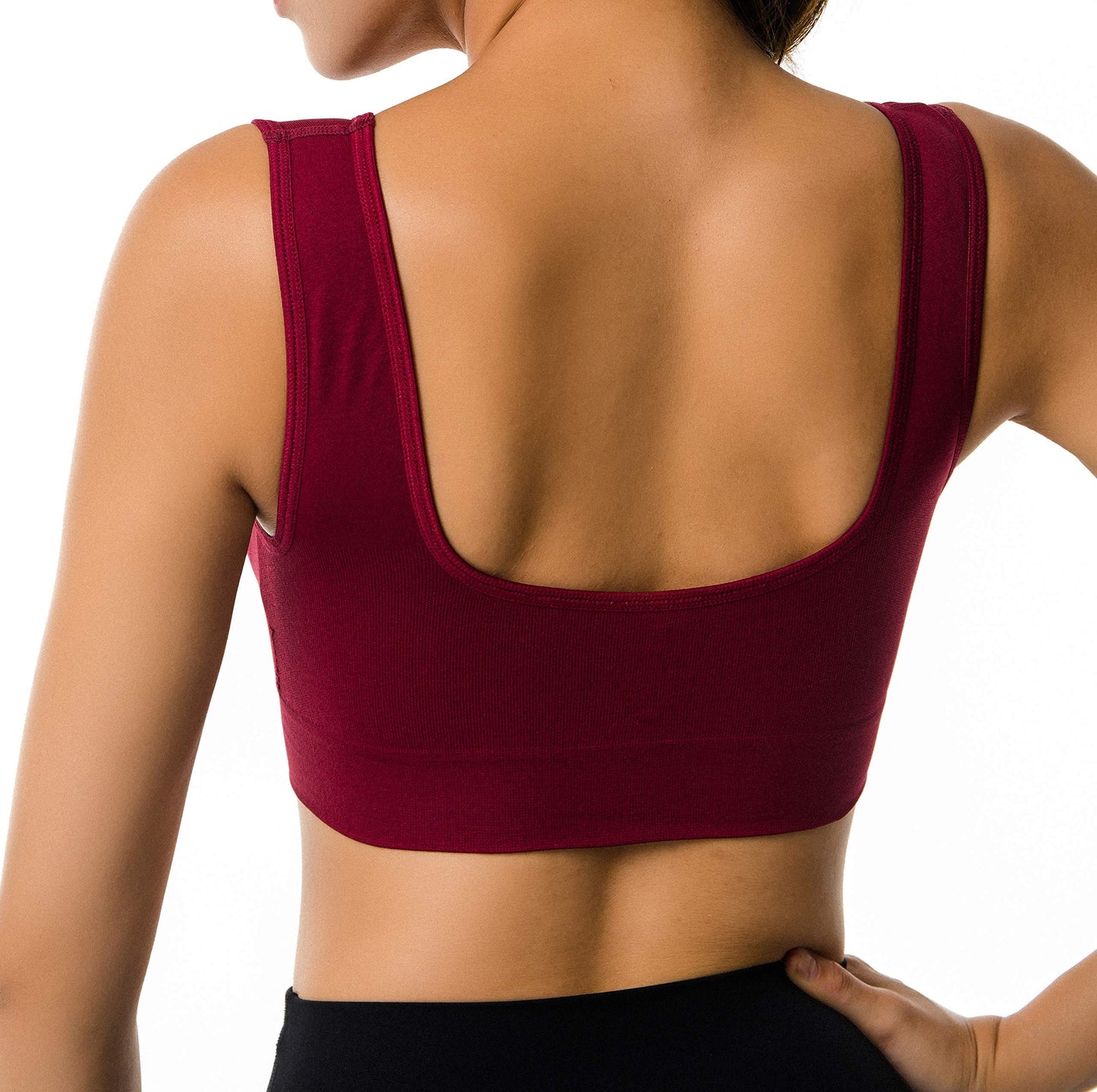 Cabales KINYAOYAO Women's 3-Pack Seamless Wireless Sports Bra with Removable Pads Navy-Blue-Wine