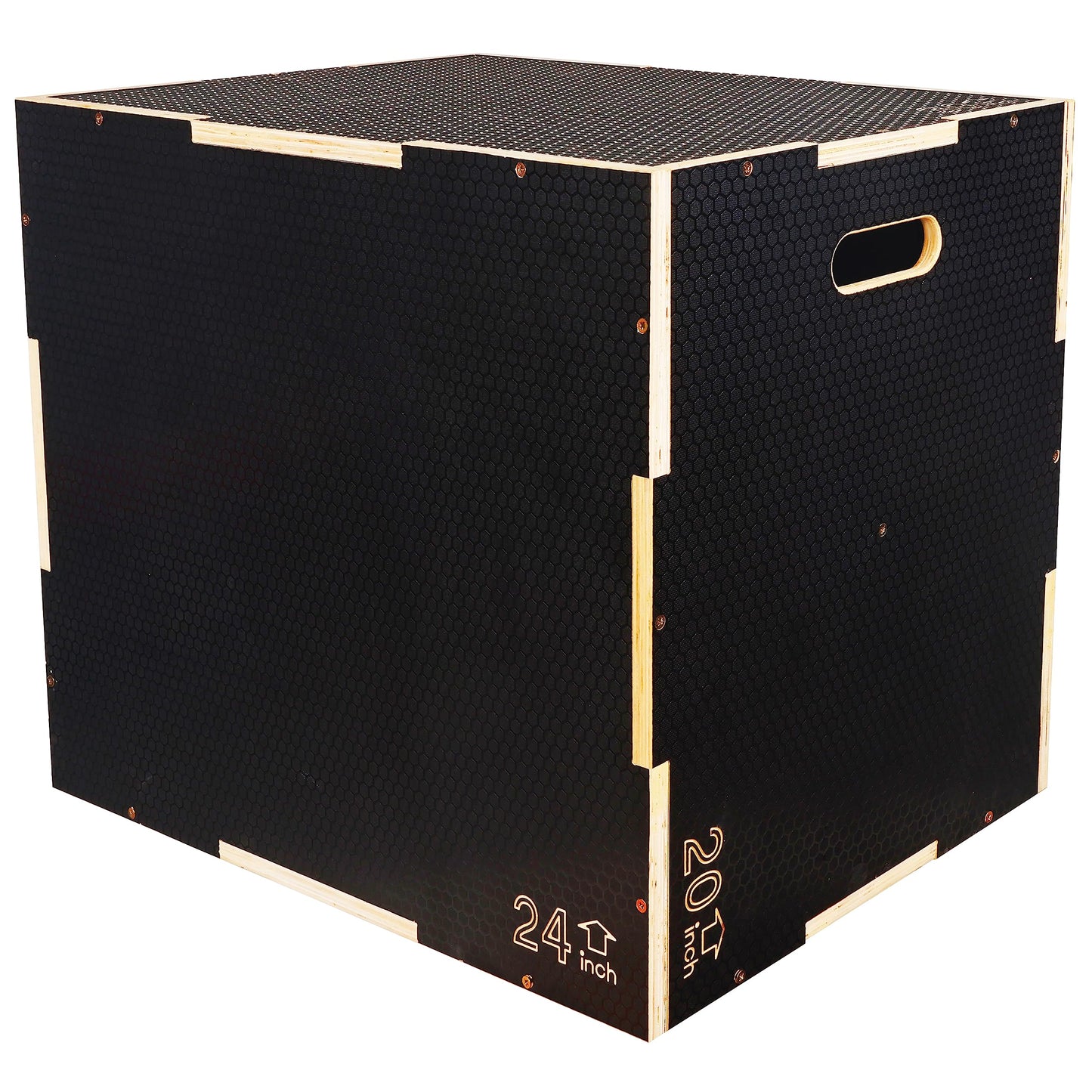 Signature Fitness 3 in 1 Non-Slip Wooden Plyo Box Plyometric Box Jumping Exercise, Multiple Sizes