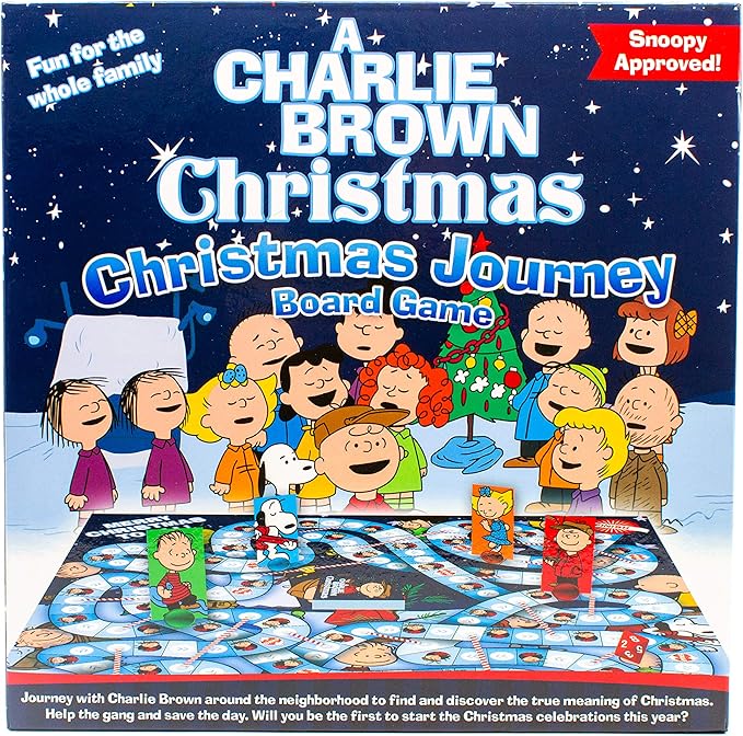 Aquarius Charlie Brown Christmas Journey Board Game- Fun for Kids & Adults - Officially Licensed Peanuts Merchandise & Collectibles Blue White