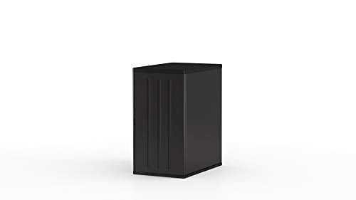 Suncast Commercial Heavy-Duty 9 Cubic Ft. Resin Storage Cabinet with Lockable Handles, Adjustable Metal-Reinforced Shelves for Garage or Workspace, Black, Made in The USA
