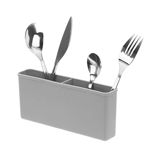 iPEGTOP Cutlery Utensil Silverware Drying Rack Basket Holder with Hooks - Flatware Storage Solution for Kitchen Dish Drainer Dish Drying Rack, Grey