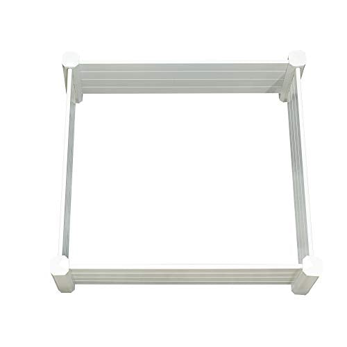NuVue Products 26001 Premium Outdoor Raised Garden Bed for Growing Edible Plants and Flowers, BPA-Free Woodgrain Panel Elevated Planter Box, 48” L x 48” W x 15” H, White