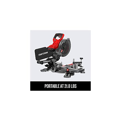 CRAFTSMAN V20 Cordless Sliding Miter Saw, 7-1/4 inch, Single Bevel, Battery and Charger Included (CMCS714M1)