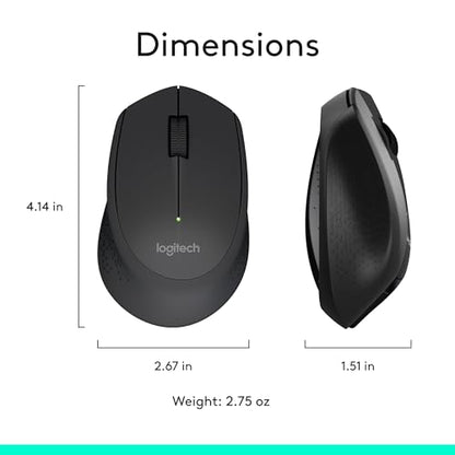 Logitech MK345 Wireless Keyboard and Mouse Combo with Palm Rest, 2.4 GHz USB Receiver, Compatible with PC, Laptop, Black