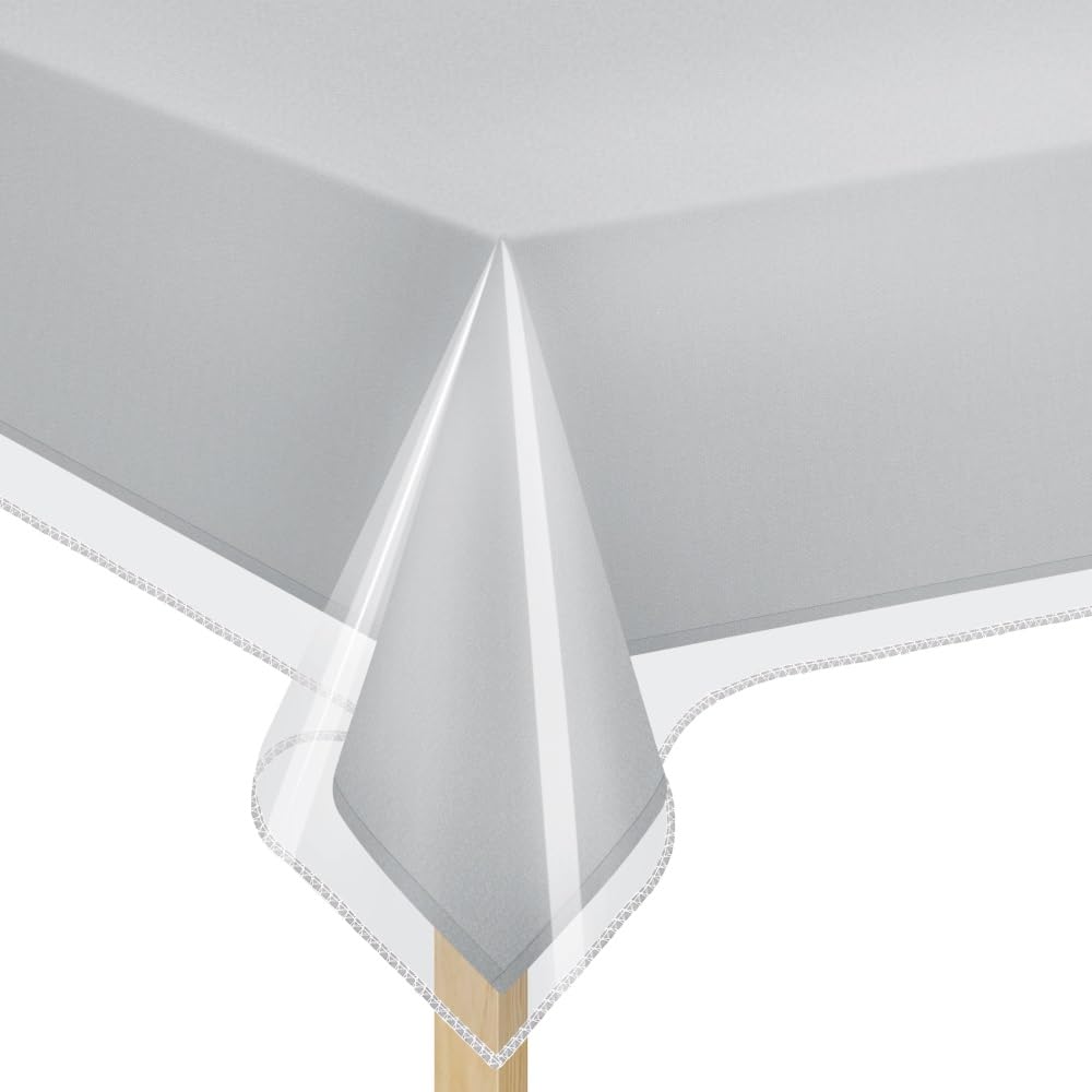 Elaine Karen Clear Plastic Table Cover Protector 100% Waterproof Table Protector Crystal Clear Plastic Tablecloth Cover for Dining Table Heavy Duty Vinyl, 60" x 90" Rectangle