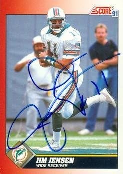 Sports Memorabilia Jim Jensen Autographed Football Card (Miami Dolphins) 1991 Score No.210