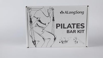 Pilates Bar Kit with Back Expander & Foam Roller, ALongSong Gym Bar Kit with 6 Latex Elastic Resistance Bands, Portable Home Workout Exercise Equipment for Home Full-Body Workouts