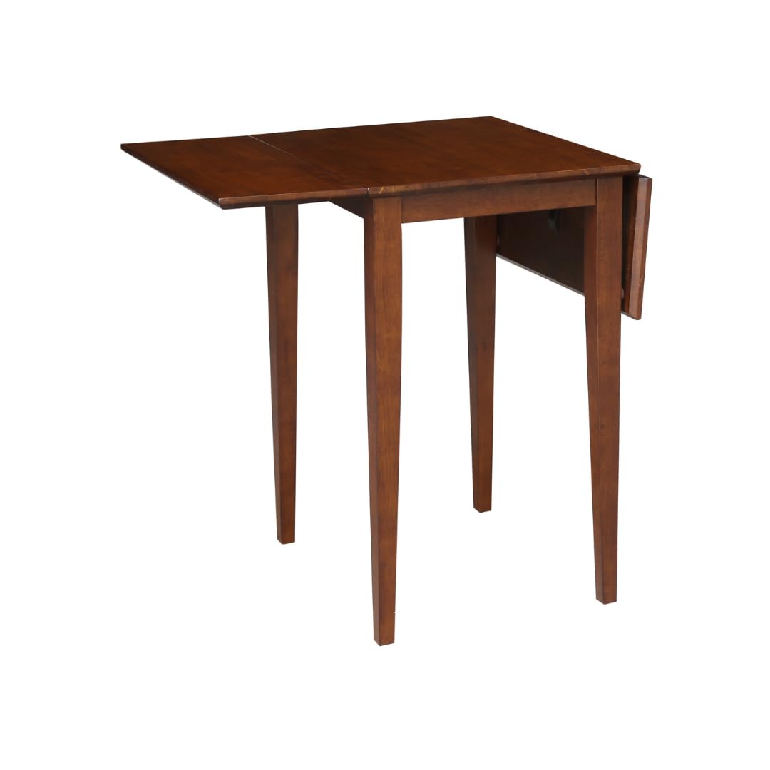 IC International Concepts, Small Drop Leaf Dining Table with Dual 9" Drop Leaf, Solid Real Wood, Sturdy Parawood, Dimensions 36"W x 22"D x 29"H, Espresso