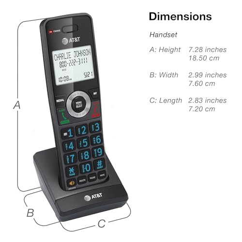 AT&T GL2101-2 DECT 6.0 2-Handset Cordless Home Phone with Call Block, Caller ID, Full-Duplex Handset Speakerphone, 2" White Backlit Display, Lighted Keypad (Graphite & Black)