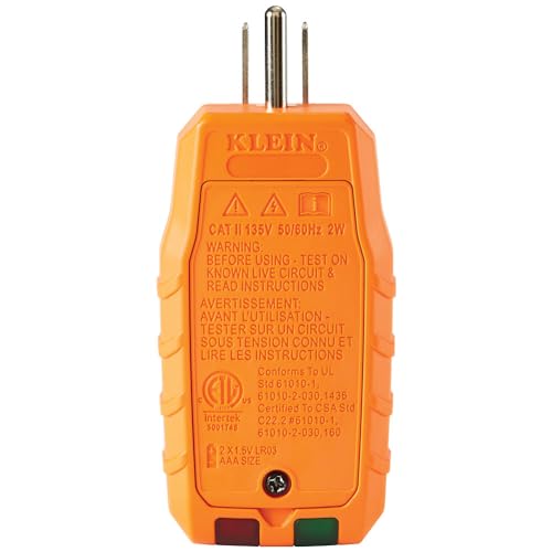 Klein Tools RT250 GFCI Outlet Tester with LCD Display, Electric Voltage Tester for Standard 3-Wire 120V Electrical Receptacles