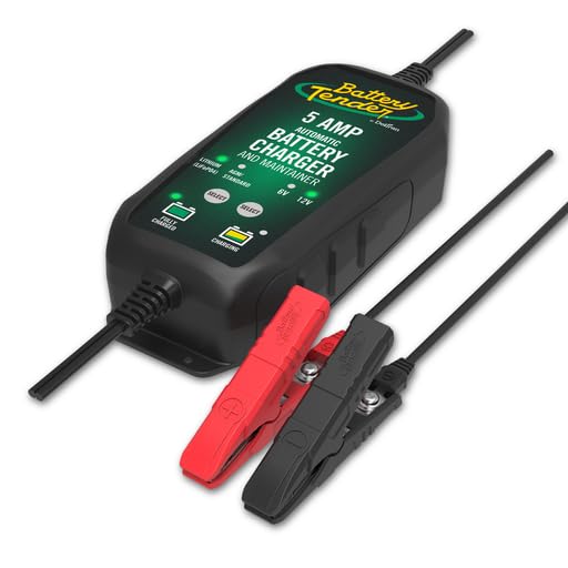 Battery Tender 5 AMP 12V Battery Charger and Maintainer - Automotive Smart Automatic Battery Charger for Cars SUVs and Trucks -Lead Acid, AGM, Gel, & Lithium - 022-0186G-DL-WH