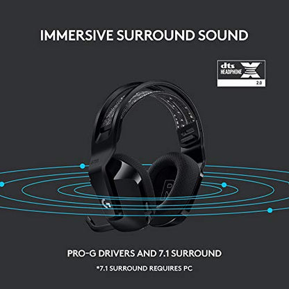 Logitech G733 Lightspeed Wireless Gaming Headset, Suspension Headband, Lightsync RGB, Blue VO!CE Mic, PRO-G Audio – Black, Gaming Headset Wireless, PC, PS5, PS4, Switch Compatible