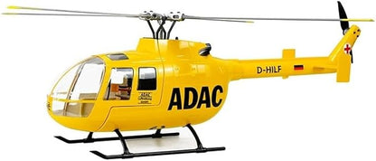 FlyWing BO-105 Scale Four Blade Metal Rotor Head &amp 10CH Transmitter - Remote Control Helicopter GPS &amp 3D Mode Outdoor RC Helicopter RTF for Adult Beginners (Yellow (BO105-RTF-Y))