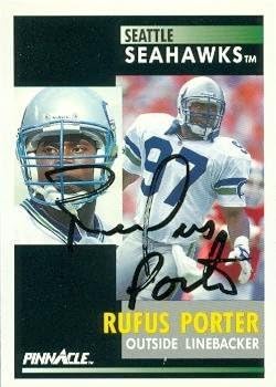 Sports Memorabilia Rufus Porter Autographed Football Card (Seattle Seahawks) 1991 Pinnacle No.160