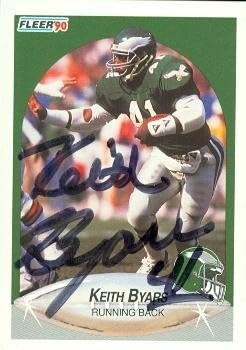 Sports Memorabilia Keith Byars Autographed Football Card (Philadelphia Eagles) 1990 Fleer No.80