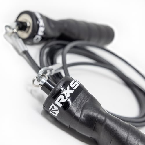 Rx Smart Gear Jump Rope - Black Ops Ergonomic Handles with Trans Black Cable Buff 3.4 8'0" | Jump Smart Weighted Speed Rope for Sports & Fitness, MMA, HIIT, Cardio & Functional Workout