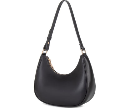 WSRYDJDL Crescent Shoulder Bags for Women Cute Hobo Tote Handbag Under the Arm Purses Mini Clutch Purse with Zipper Closure (Black)