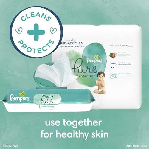 Pampers Baby Wipes Aqua Pure, 99% water-based wipes, Hypoallergenic and Unscented Baby Wipes, 672 Wipes Total (12 Flip-Top Packs)