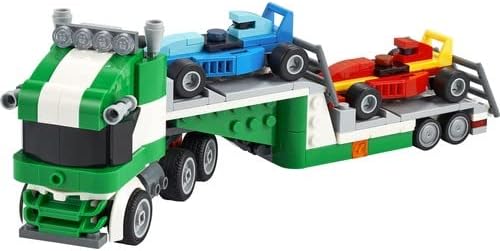 LEGO 31113 Creator 3-in-1 Racing Car Transporter Construction Game Truck with Trailer Crane and Tug Gift Idea for Children