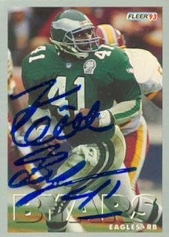 Sports Memorabilia Keith Byars Autographed Football Card (Philadelphia Eagles) 1993 Fleer No.299