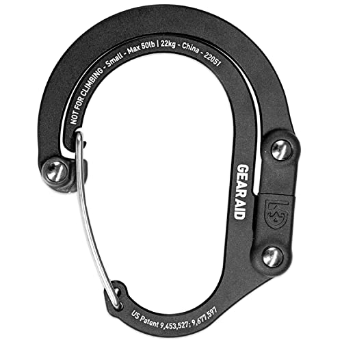 GEAR AID HEROCLIP Carabiner Gear Clip and Hook (Large, Medium, Small) for Camping, Backpack, Suitcases, Purse and Garage Organization, Stealth Black, Variety Size 3 Pack