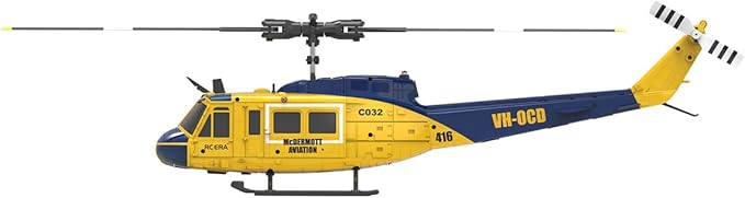 C032 UH-1 Huey Helicopter - Remote Control Helicopters for Adult 1/48 Sacle 2.4G 6CH Gyro Stabilized Aircraft with Altitude Hold &amp Optical Flow3D Stunt Drone