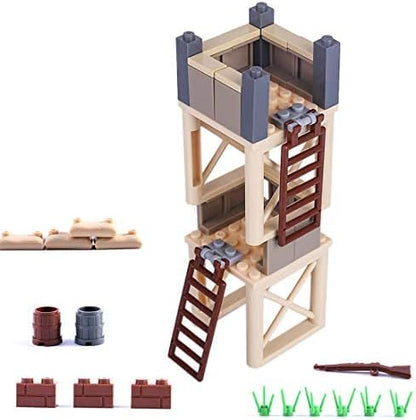General Jim's Military Brick Building Set - Custom Building Blocks Battle Scene - Weapons Forts Walls Lookout Towers Sandbags Trees and More - World War 2 Set for Teens and Adults
