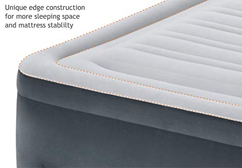 Intex 64417ED 22in Queen Dura-Beam Comfort Plush High-Rise Inflatable Air Mattress with Built in Pump for Travel and Camping, 600lb Weight Capacity